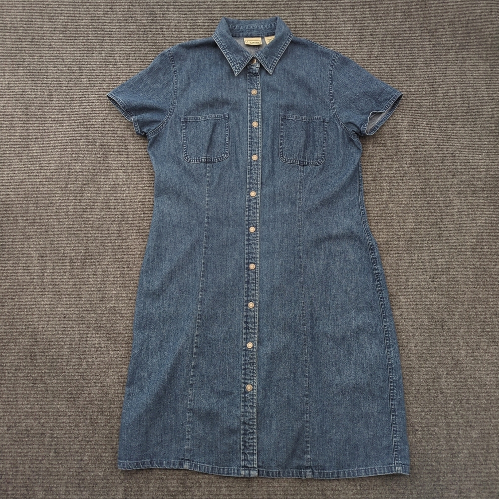 Vintage L.L. Bean 1990's Denim Dress Women's 10 Rachel Green, Coastal, Academia